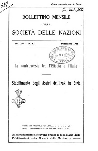 Bollettino mensile della Società delle Nazioni