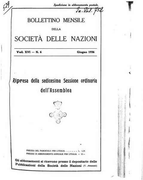 Bollettino mensile della Società delle Nazioni