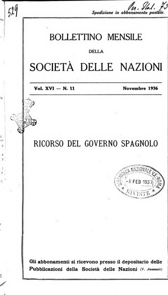 Bollettino mensile della Società delle Nazioni