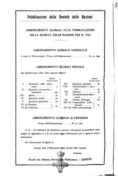 Bollettino mensile della Società delle Nazioni