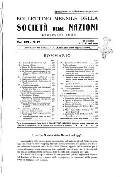 Bollettino mensile della Società delle Nazioni