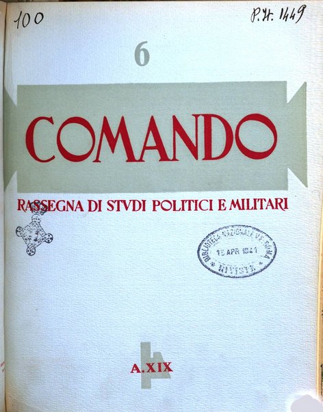 Comando rassegna bimestrale di studi politici e militari