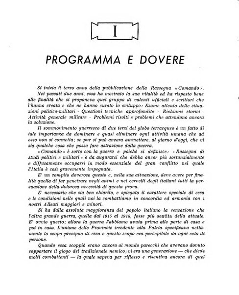 Comando rassegna bimestrale di studi politici e militari