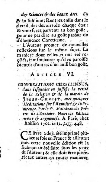 Mémoires pour l'histoire des sciences & des beaux-arts recüeillies par l'ordre de Son Altesse Serenissime Monseigneur Prince souverain de Dombes