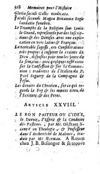 Mémoires pour l'histoire des sciences & des beaux-arts recüeillies par l'ordre de Son Altesse Serenissime Monseigneur Prince souverain de Dombes