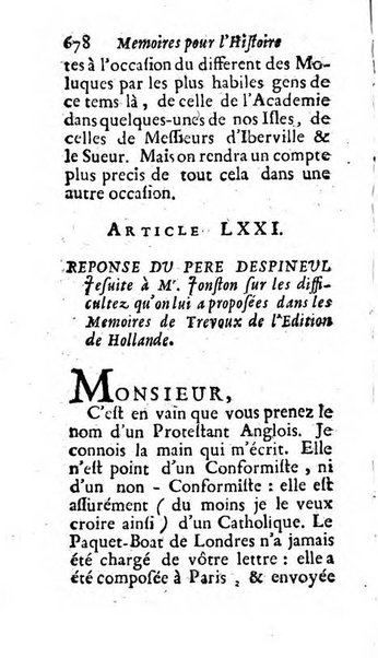 Mémoires pour l'histoire des sciences & des beaux-arts recüeillies par l'ordre de Son Altesse Serenissime Monseigneur Prince souverain de Dombes