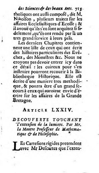 Mémoires pour l'histoire des sciences & des beaux-arts recüeillies par l'ordre de Son Altesse Serenissime Monseigneur Prince souverain de Dombes