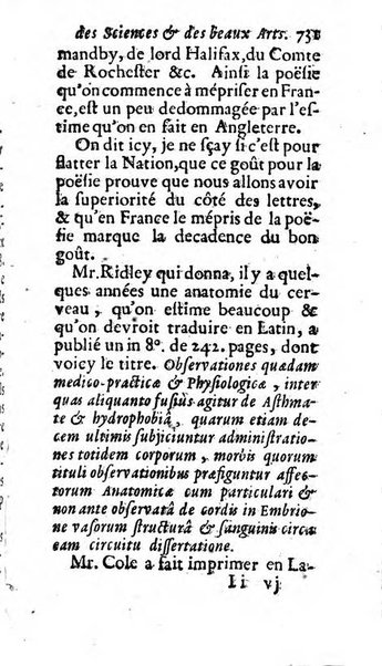 Mémoires pour l'histoire des sciences & des beaux-arts recüeillies par l'ordre de Son Altesse Serenissime Monseigneur Prince souverain de Dombes