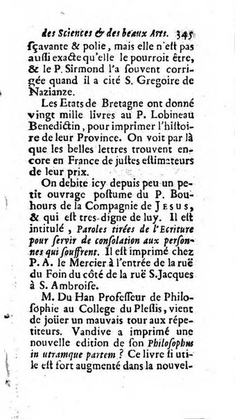 Mémoires pour l'histoire des sciences & des beaux-arts recüeillies par l'ordre de Son Altesse Serenissime Monseigneur Prince souverain de Dombes