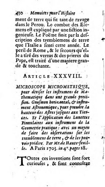 Mémoires pour l'histoire des sciences & des beaux-arts recüeillies par l'ordre de Son Altesse Serenissime Monseigneur Prince souverain de Dombes