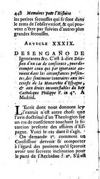 Mémoires pour l'histoire des sciences & des beaux-arts recüeillies par l'ordre de Son Altesse Serenissime Monseigneur Prince souverain de Dombes