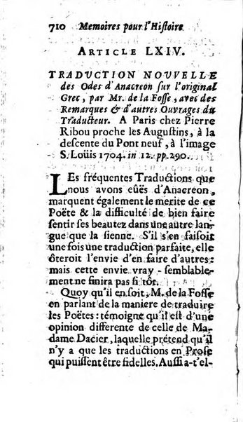 Mémoires pour l'histoire des sciences & des beaux-arts recüeillies par l'ordre de Son Altesse Serenissime Monseigneur Prince souverain de Dombes