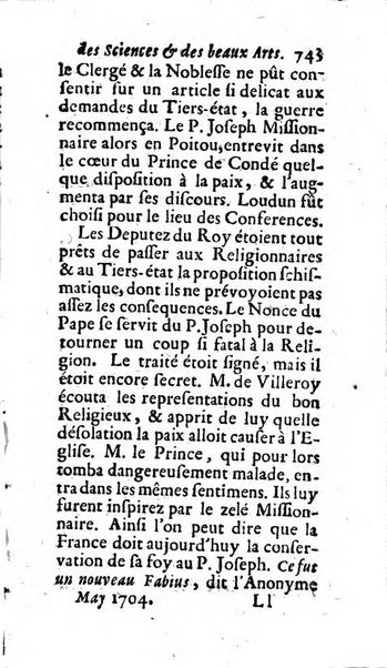 Mémoires pour l'histoire des sciences & des beaux-arts recüeillies par l'ordre de Son Altesse Serenissime Monseigneur Prince souverain de Dombes