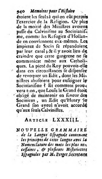 Mémoires pour l'histoire des sciences & des beaux-arts recüeillies par l'ordre de Son Altesse Serenissime Monseigneur Prince souverain de Dombes