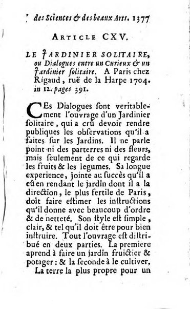 Mémoires pour l'histoire des sciences & des beaux-arts recüeillies par l'ordre de Son Altesse Serenissime Monseigneur Prince souverain de Dombes