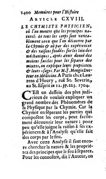 Mémoires pour l'histoire des sciences & des beaux-arts recüeillies par l'ordre de Son Altesse Serenissime Monseigneur Prince souverain de Dombes