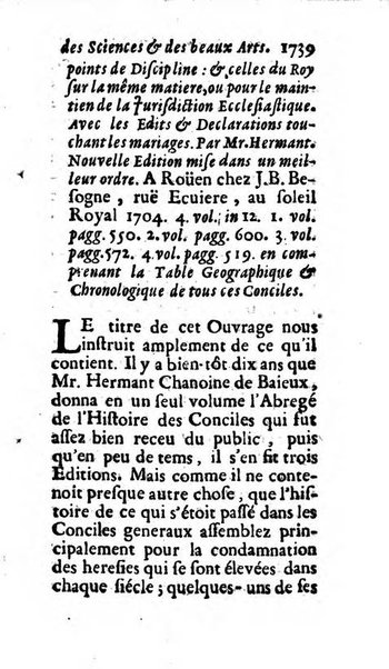 Mémoires pour l'histoire des sciences & des beaux-arts recüeillies par l'ordre de Son Altesse Serenissime Monseigneur Prince souverain de Dombes