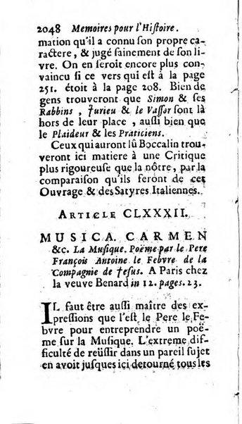 Mémoires pour l'histoire des sciences & des beaux-arts recüeillies par l'ordre de Son Altesse Serenissime Monseigneur Prince souverain de Dombes