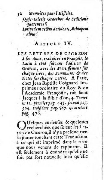 Mémoires pour l'histoire des sciences & des beaux-arts recüeillies par l'ordre de Son Altesse Serenissime Monseigneur Prince souverain de Dombes