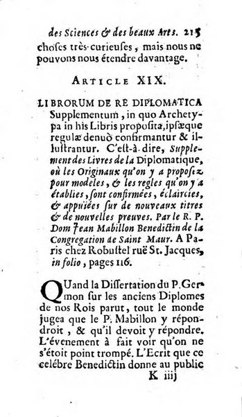 Mémoires pour l'histoire des sciences & des beaux-arts recüeillies par l'ordre de Son Altesse Serenissime Monseigneur Prince souverain de Dombes