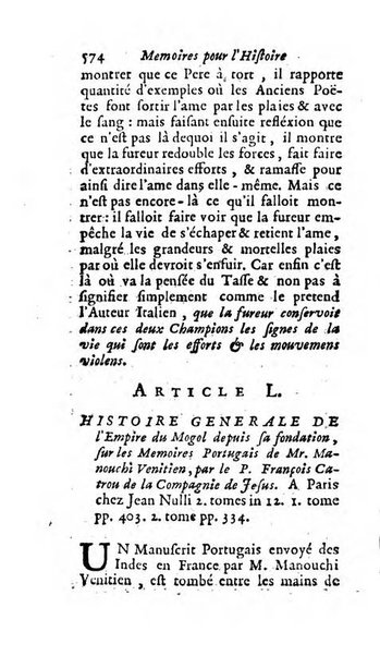 Mémoires pour l'histoire des sciences & des beaux-arts recüeillies par l'ordre de Son Altesse Serenissime Monseigneur Prince souverain de Dombes