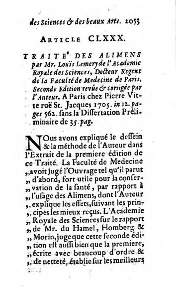 Mémoires pour l'histoire des sciences & des beaux-arts recüeillies par l'ordre de Son Altesse Serenissime Monseigneur Prince souverain de Dombes