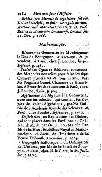 Mémoires pour l'histoire des sciences & des beaux-arts recüeillies par l'ordre de Son Altesse Serenissime Monseigneur Prince souverain de Dombes