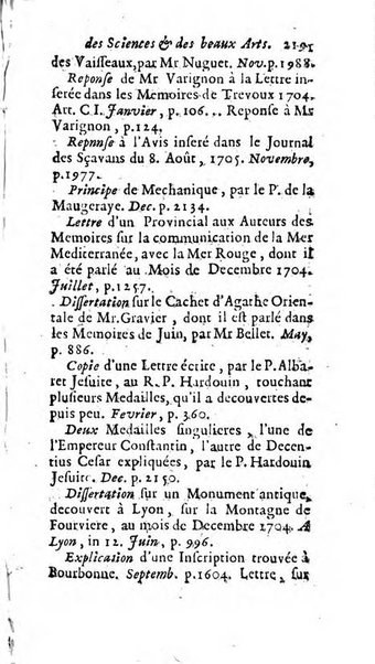 Mémoires pour l'histoire des sciences & des beaux-arts recüeillies par l'ordre de Son Altesse Serenissime Monseigneur Prince souverain de Dombes