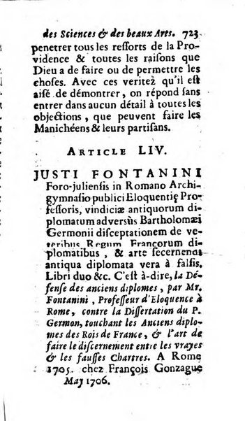 Mémoires pour l'histoire des sciences & des beaux-arts recüeillies par l'ordre de Son Altesse Serenissime Monseigneur Prince souverain de Dombes