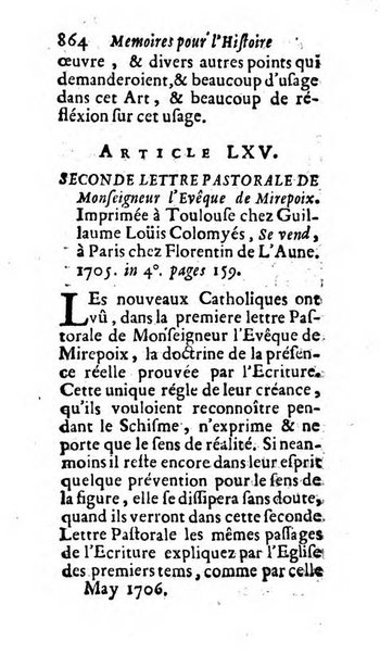 Mémoires pour l'histoire des sciences & des beaux-arts recüeillies par l'ordre de Son Altesse Serenissime Monseigneur Prince souverain de Dombes