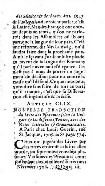 Mémoires pour l'histoire des sciences & des beaux-arts recüeillies par l'ordre de Son Altesse Serenissime Monseigneur Prince souverain de Dombes