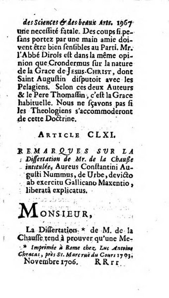 Mémoires pour l'histoire des sciences & des beaux-arts recüeillies par l'ordre de Son Altesse Serenissime Monseigneur Prince souverain de Dombes