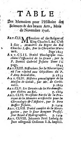 Mémoires pour l'histoire des sciences & des beaux-arts recüeillies par l'ordre de Son Altesse Serenissime Monseigneur Prince souverain de Dombes