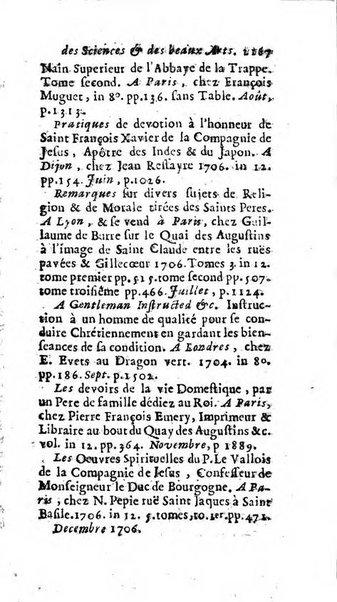 Mémoires pour l'histoire des sciences & des beaux-arts recüeillies par l'ordre de Son Altesse Serenissime Monseigneur Prince souverain de Dombes