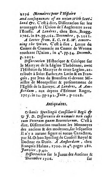 Mémoires pour l'histoire des sciences & des beaux-arts recüeillies par l'ordre de Son Altesse Serenissime Monseigneur Prince souverain de Dombes