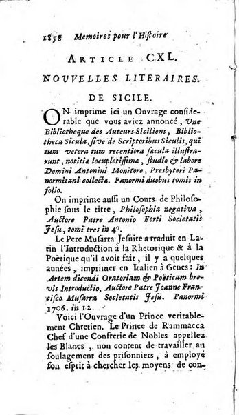 Mémoires pour l'histoire des sciences & des beaux-arts recüeillies par l'ordre de Son Altesse Serenissime Monseigneur Prince souverain de Dombes