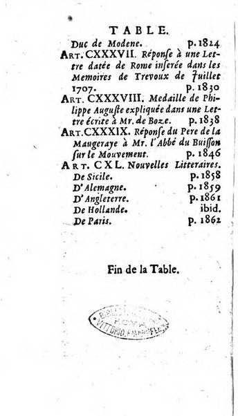 Mémoires pour l'histoire des sciences & des beaux-arts recüeillies par l'ordre de Son Altesse Serenissime Monseigneur Prince souverain de Dombes