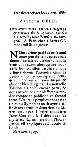 Mémoires pour l'histoire des sciences & des beaux-arts recüeillies par l'ordre de Son Altesse Serenissime Monseigneur Prince souverain de Dombes