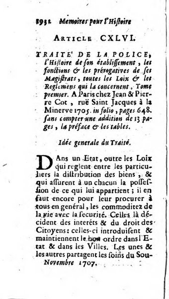 Mémoires pour l'histoire des sciences & des beaux-arts recüeillies par l'ordre de Son Altesse Serenissime Monseigneur Prince souverain de Dombes