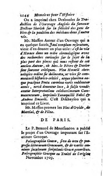 Mémoires pour l'histoire des sciences & des beaux-arts recüeillies par l'ordre de Son Altesse Serenissime Monseigneur Prince souverain de Dombes