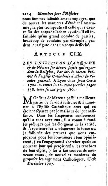 Mémoires pour l'histoire des sciences & des beaux-arts recüeillies par l'ordre de Son Altesse Serenissime Monseigneur Prince souverain de Dombes