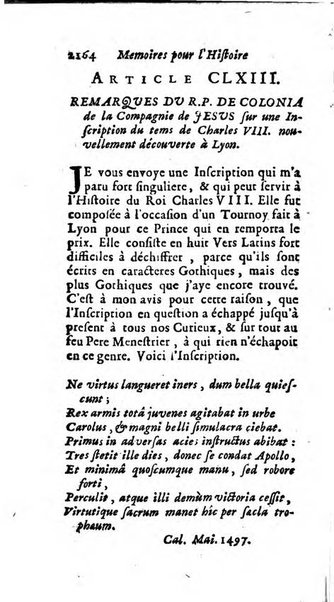 Mémoires pour l'histoire des sciences & des beaux-arts recüeillies par l'ordre de Son Altesse Serenissime Monseigneur Prince souverain de Dombes