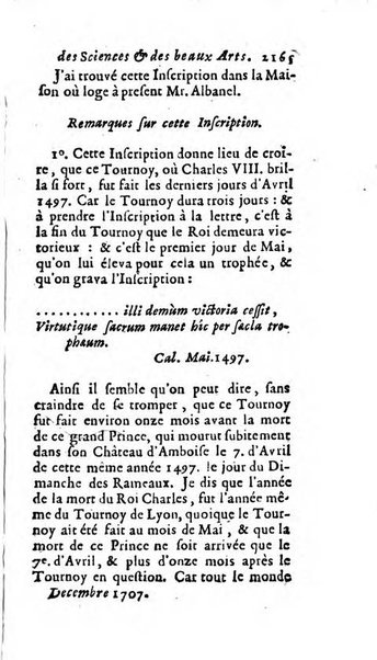 Mémoires pour l'histoire des sciences & des beaux-arts recüeillies par l'ordre de Son Altesse Serenissime Monseigneur Prince souverain de Dombes