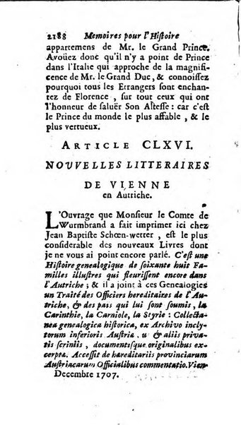 Mémoires pour l'histoire des sciences & des beaux-arts recüeillies par l'ordre de Son Altesse Serenissime Monseigneur Prince souverain de Dombes