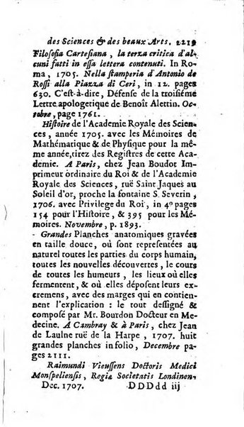 Mémoires pour l'histoire des sciences & des beaux-arts recüeillies par l'ordre de Son Altesse Serenissime Monseigneur Prince souverain de Dombes