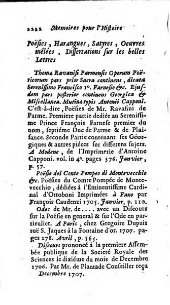 Mémoires pour l'histoire des sciences & des beaux-arts recüeillies par l'ordre de Son Altesse Serenissime Monseigneur Prince souverain de Dombes