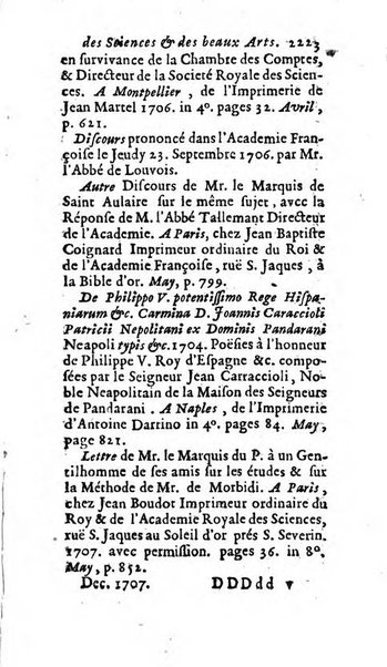 Mémoires pour l'histoire des sciences & des beaux-arts recüeillies par l'ordre de Son Altesse Serenissime Monseigneur Prince souverain de Dombes