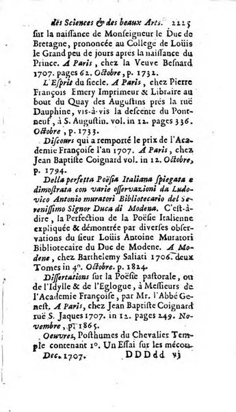 Mémoires pour l'histoire des sciences & des beaux-arts recüeillies par l'ordre de Son Altesse Serenissime Monseigneur Prince souverain de Dombes