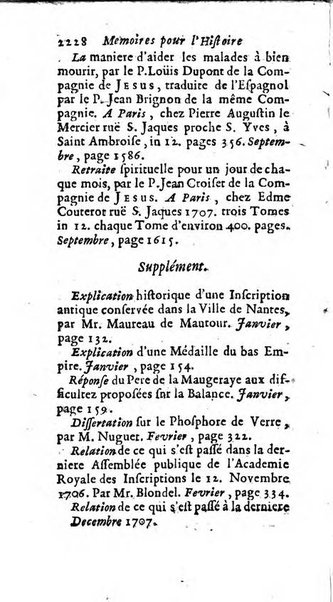 Mémoires pour l'histoire des sciences & des beaux-arts recüeillies par l'ordre de Son Altesse Serenissime Monseigneur Prince souverain de Dombes