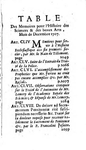 Mémoires pour l'histoire des sciences & des beaux-arts recüeillies par l'ordre de Son Altesse Serenissime Monseigneur Prince souverain de Dombes